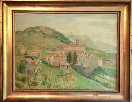 GRANDE HUILE SUR TOILE, LEON ABRY,  LA HALTE