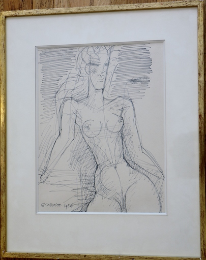 Marcel GROMAIRE - Zeichnung Aquarell - Dessin de femme à mi-corps de face