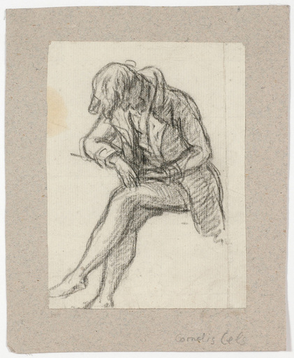 Cornelis CELS - 水彩作品 - "Study of a napping man", drawing, early 19th century
