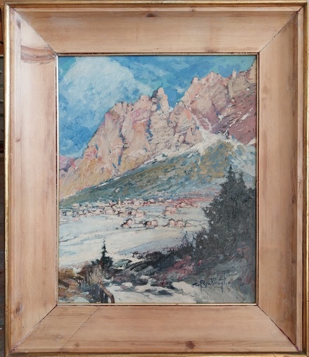 Cesare BENTIVOGLIO - Peinture - Cortina D'Ampezzo con Pomaganon Dolomiti