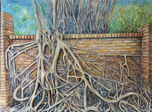 Annie MALARME - Painting - voyage à Tainan, les banyans