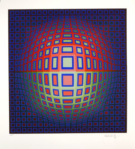 Victor VASARELY - Print-Multiple - Blue Composition