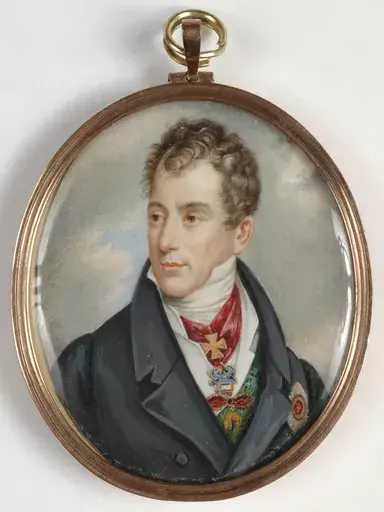 Josef KRIEHUBER - Drawing-Watercolor - "Austrian Chancellor Prince Metternich" important miniature