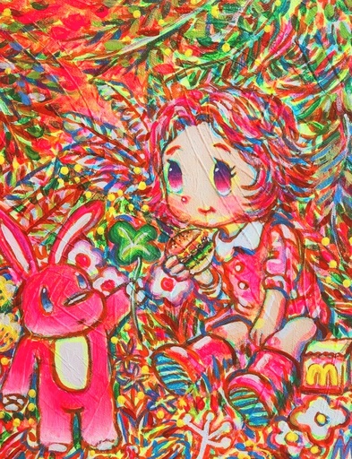 Seung-Hun SHIN - Painting - Chunja's Multiverse Story-Chunja and the Pink Rabbit