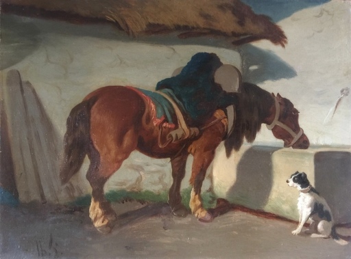 Jan TOOROP - Peinture - The horse & dog c.1880-82 