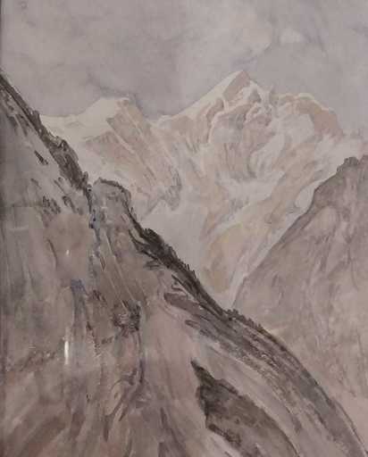 José MINGRET - Dibujo Acuarela - Aquarelle Vue Du Mont Blanc  José Mingret