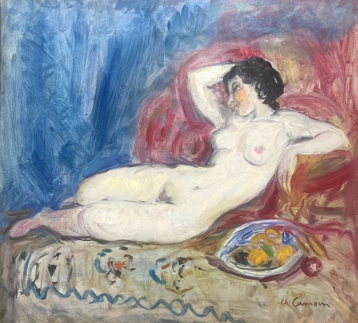 Charles CAMOIN - Painting - Brune endormie avec un plat de fruits