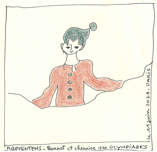 Reine BUD-PRINTEMS - Drawing-Watercolor - Bonnet et chemise des OLYMPIADES
