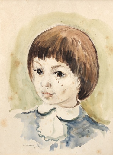 Katherine LIBROWICZ - Dibujo Acuarela - Portrait de fillette