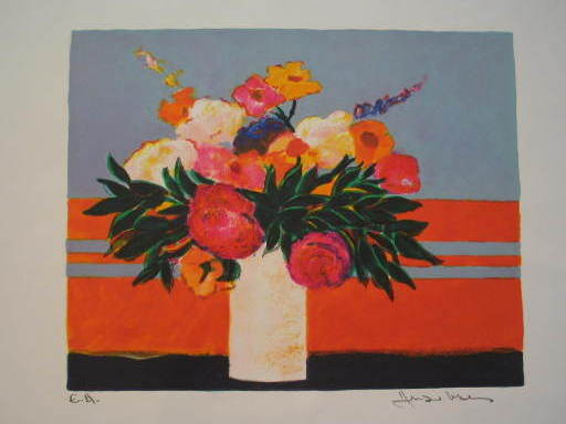 Jean-Claude ALLENBACH - Grabado - Fleurs multicolores,1986.