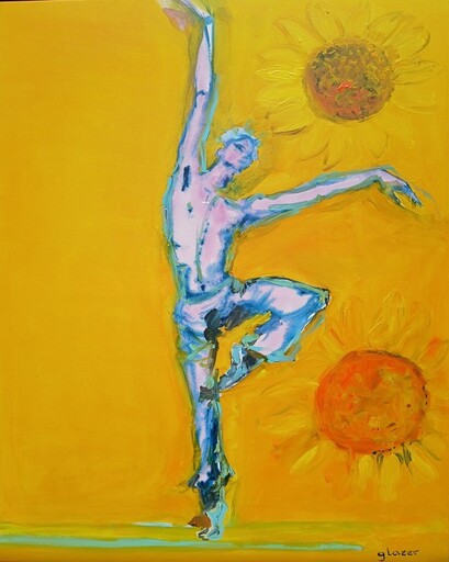 Joanna Ewa GLAZER - Painting - Dancing inbetween Blue Sparks and Sunflowers
