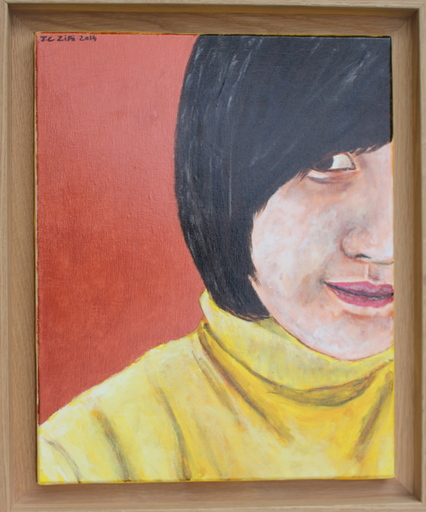 Jean Charles ZIAI - Pittura - demi portrait d'une femme asiatique.