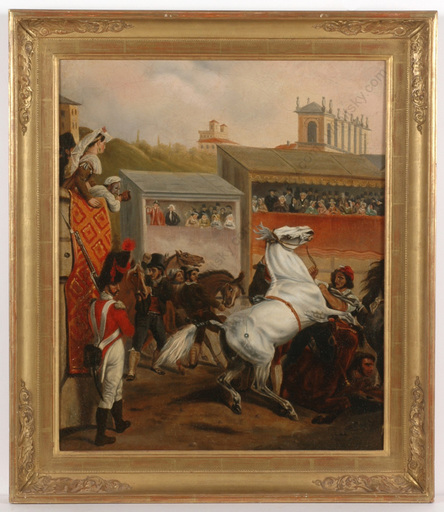 Peinture - "Wild horse race on Via del Corso, Rome", 1820s
