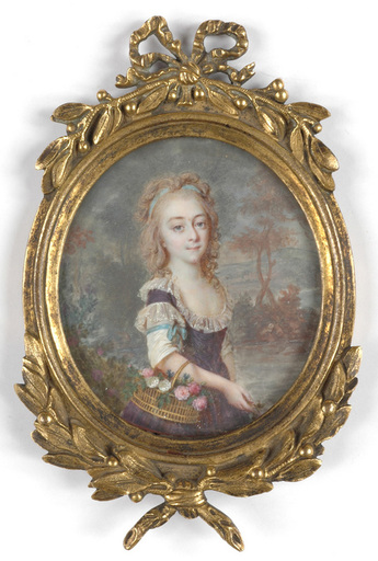 Louis André FABRE - Miniatur - "Portrait of a young lady" important miniature