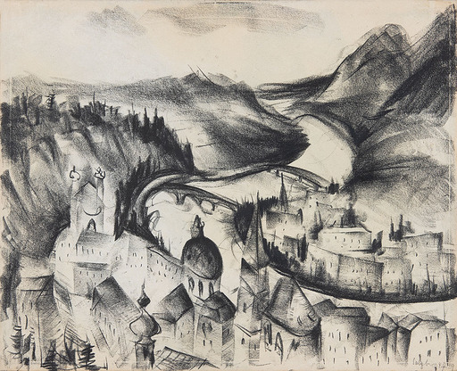 Paul KUHFUSS - Drawing-Watercolor - Salzburg