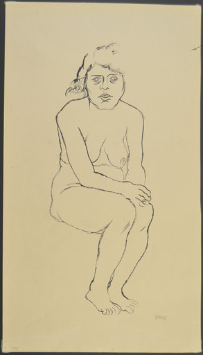 George GROSZ - Drawing-Watercolor - SEATED FEMALE NUDE