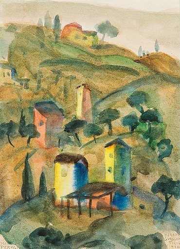 Herbert GURSCHNER - Disegno Acquarello - Bei Perugia