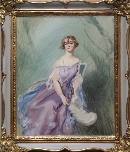 Adolf PIRSCH - Painting - "Portrait of a Lady" by Adolf Pirsch, ca 1900 
