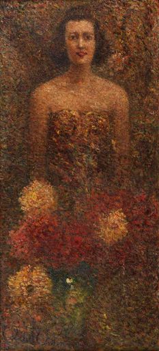 Raoul VIVIANI - Gemälde - Ragazza con ortensie