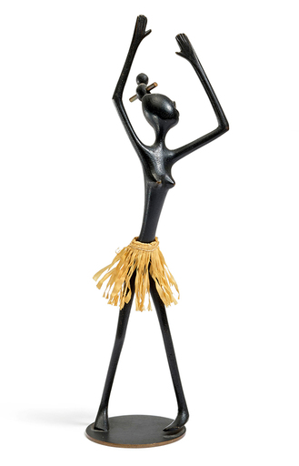 Karl HAGENAUER - Escultura - Mujer africana con falda de rafia