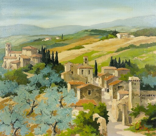 Giuseppe CAPINERI - Painting - Paesaggio toscano