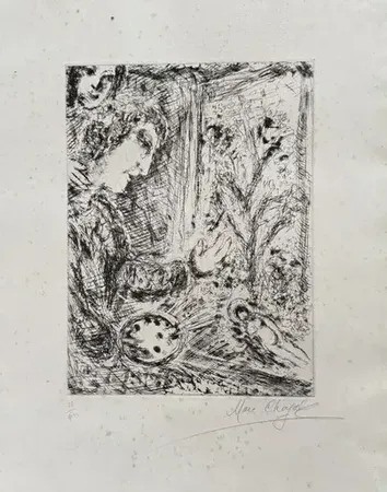 Auto portrait à la palette | Marc CHAGALL | vente en ligne art