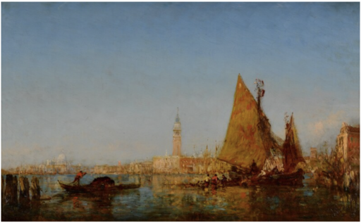 Félix ZIEM - Pittura - Fishing Boats in the Bacino and Palazzo Ducale
