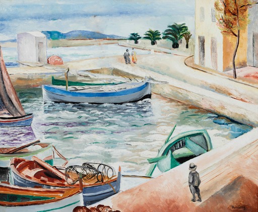 Moïse KISLING - Peinture - Le port de Sanary