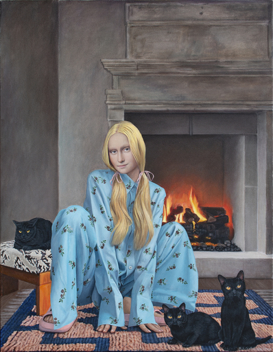 Nataliya BAGATSKAYA - Gemälde - Contemporary portrait "By the Fireplace"