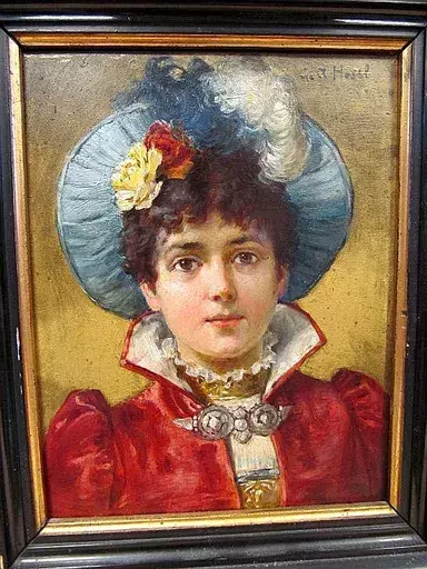 Gustav August HESSL - Painting - Porträt eines jungen Mädchens