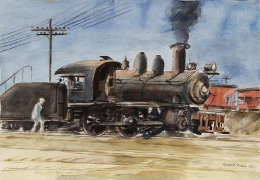 Reginald MARSH - Dibujo Acuarela - Locomotive