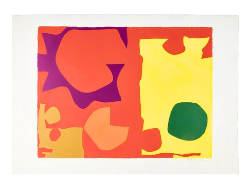 Patrick HERON - Estampe-Multiple -  Six in Vermillion with Green in Yellow