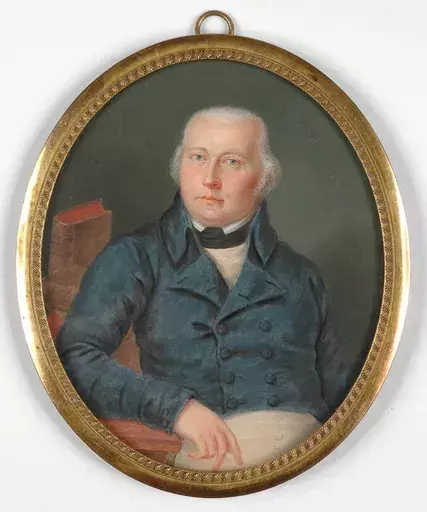 Henri Jacob ALDENRATH - Miniature - "Portrait of a military doctor" large miniature