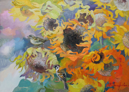 Anastasiia GRYGORIEVA - Painting - Sunflower days