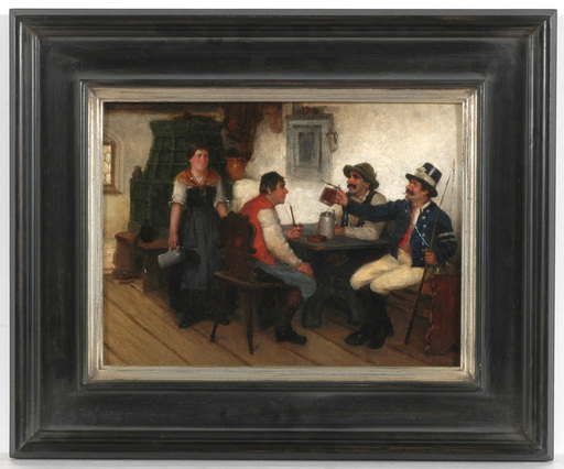 Peinture -  Hugo Kauffmann (1844-1915)-Attrib., "Bavarian tavern scene"