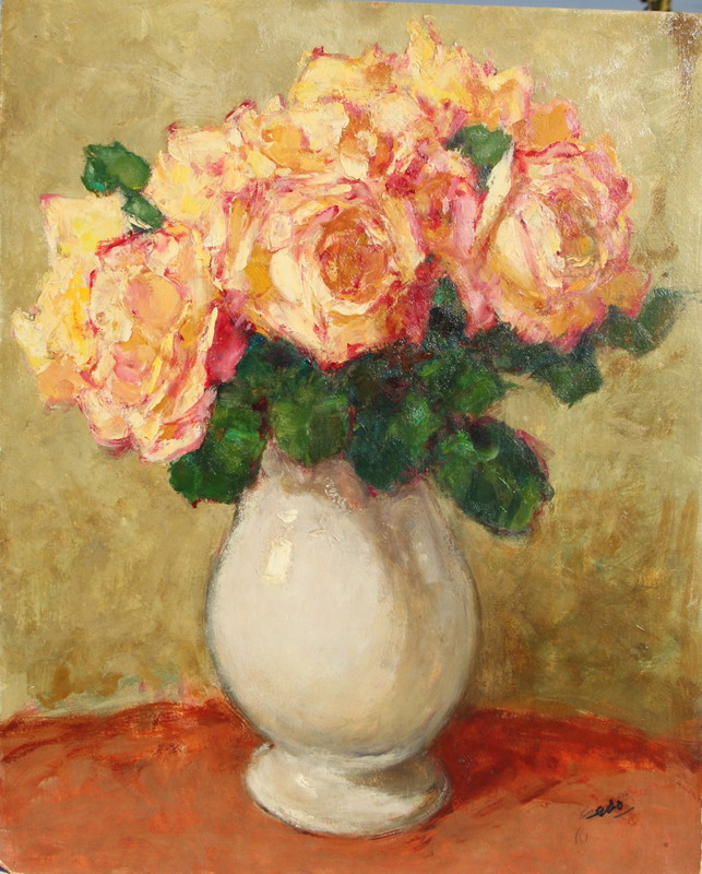 Georges GOBO - Pittura - VASE AUX ROSES