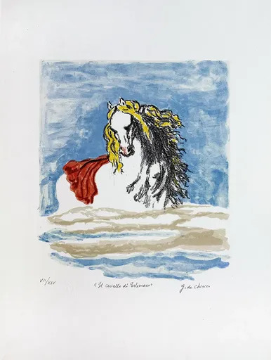 Giorgio DE CHIRICO - Stampa-Multiplo - Il cavallo di Telemaco, 1972