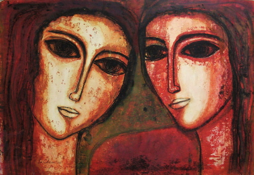 Djina CHEMTOV - Gemälde - Deux jeunes filles