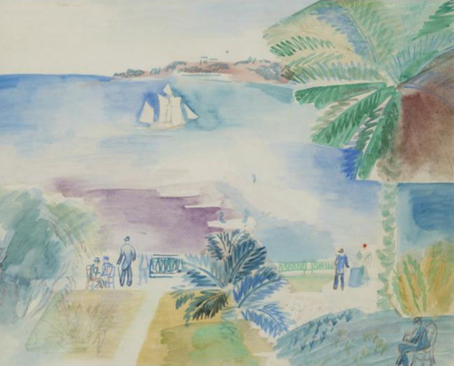 Jean DUFY - Drawing-Watercolor - Baie de Villefranch-sur-mer