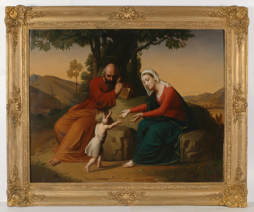 Romain CAZES - Pintura - "Holy Family" large oil painting, 1842/43