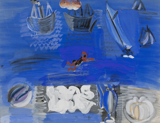 Raoul DUFY - Zeichnung Aquarell - Nature Morte et Bateaux