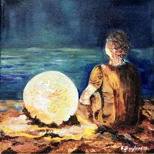 Christine DESPLANQUE - Painting - Avec la lune