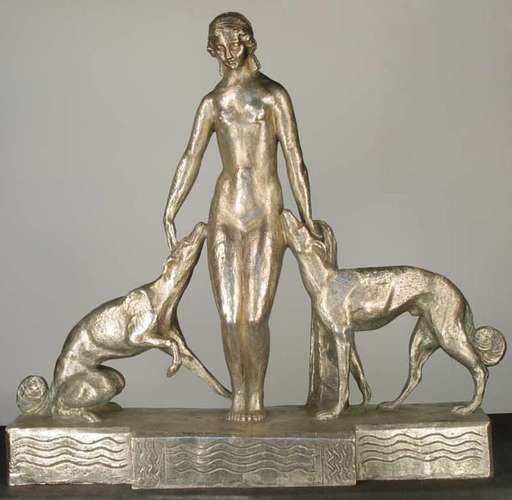 Giuseppe D'ASTE - Sculpture-Volume - Diana with Hounds