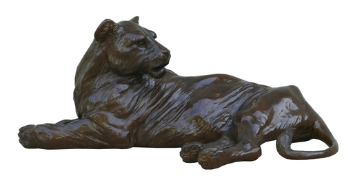 Damien COLCOMBET - Sculpture-Volume - Grande lionne couchée