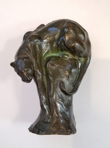 Anna Vaughn Hyatt HUNTINGTON - Sculpture-Volume - "REACHING JAGUAR"
