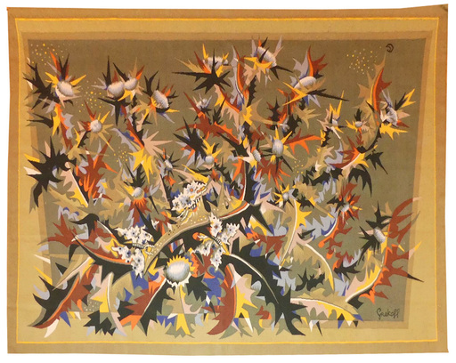 Elie GREKOFF - Tapestry - Chardons aux papillons blancs