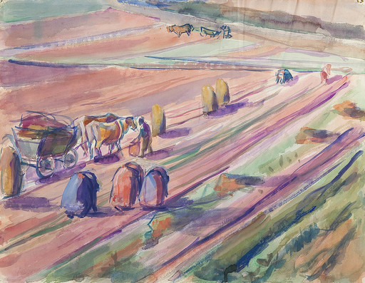 Marianne FIEGLHUBER-GUTSCHER - Dibujo Acuarela - Work in the Fields