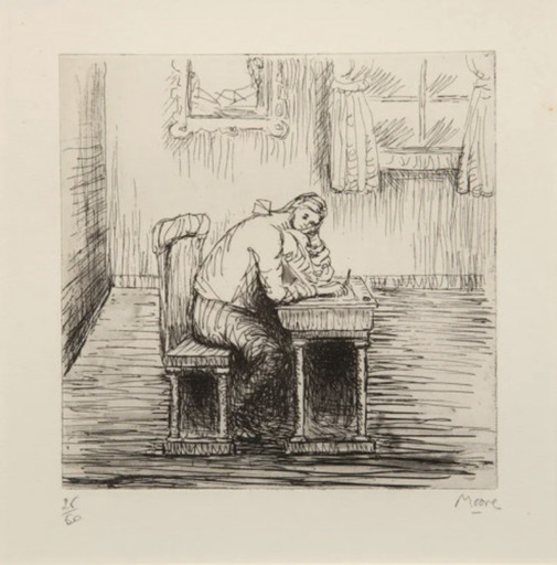 Henry MOORE - Print-Multiple - Girl doing homework II