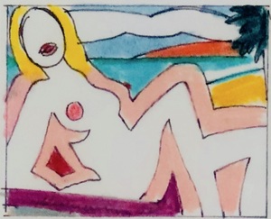 Tom WESSELMANN - Pittura - Study for Seated Sunset Nude (2)