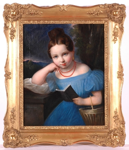 Friedrich SCHILCHER - Gemälde - "Biedermeier Girl", 1833, Oil Painting